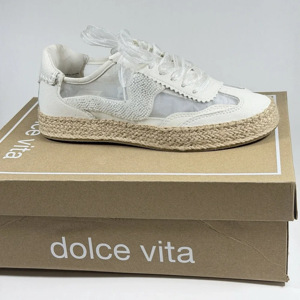 New Dolce Vita Size-9.5 Womens Notice Espadrille Sneaker in White‎ Mesh